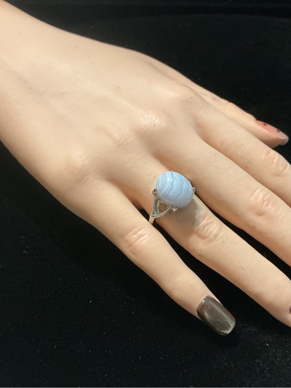 Adjust. Blue Lace Agate ring